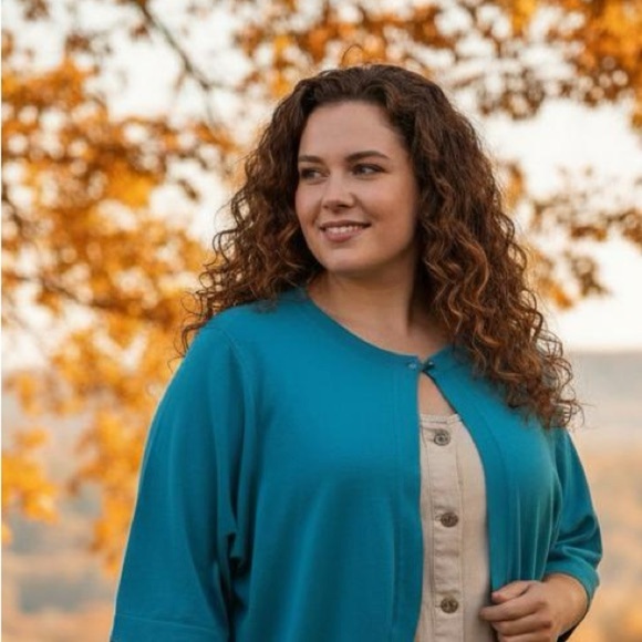 Dress Barn blue shrug  3/4 Sleeve Cardigan cropped - Picture 1 of 5